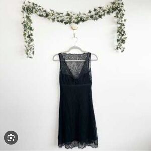 Anthropologie Odille Black Lace Chemise dress 10